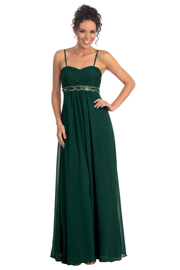 Spaghetti Straps Floor Length Dress Accented with Jewel-0