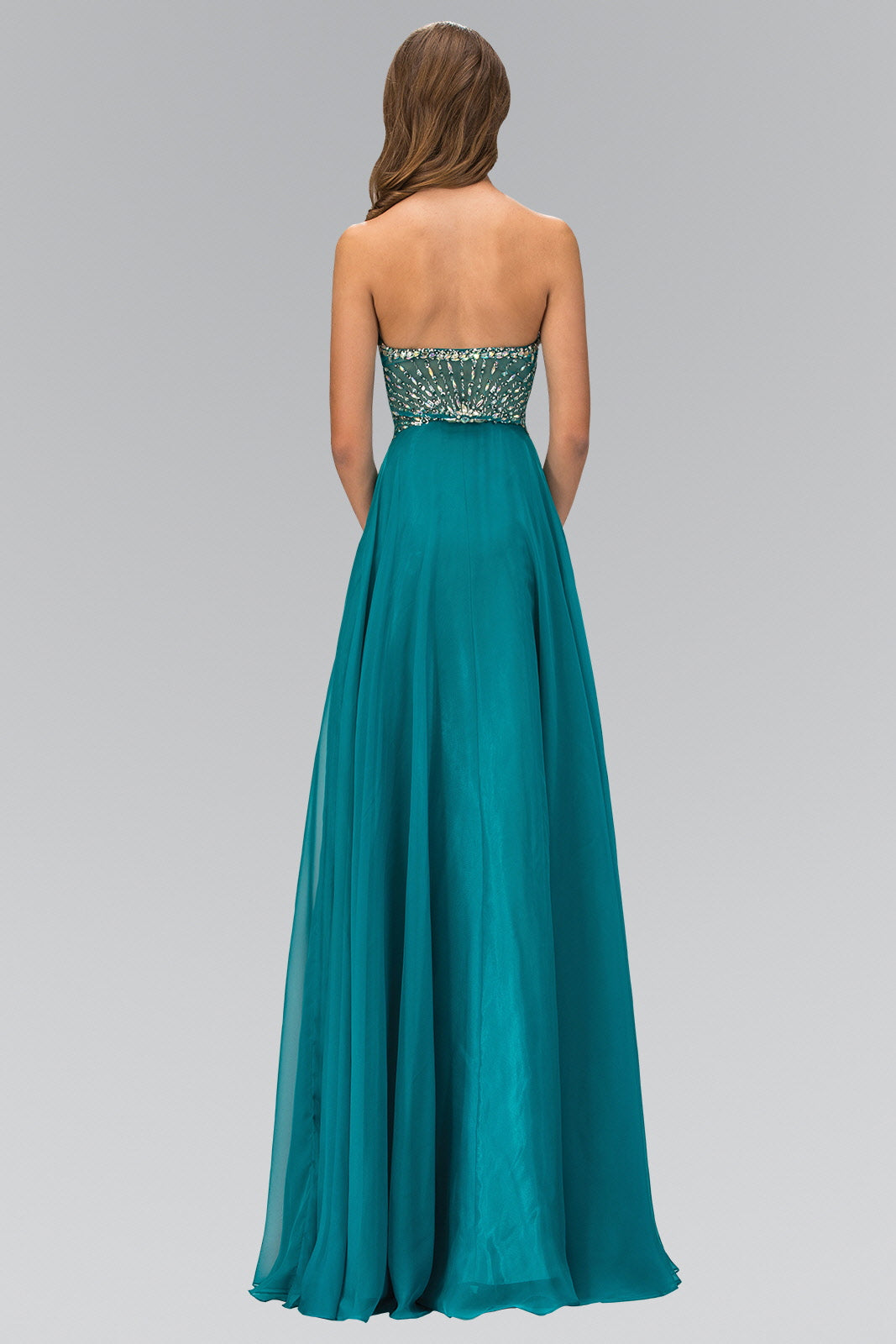 Sweetheart Chiffon Long Dress with Beaded Bodice-2