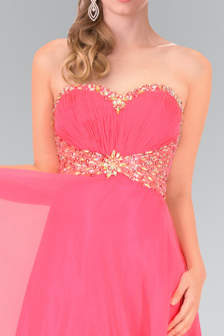 Sweetheart Chiffon Long Dress with Beaded Bodice-1