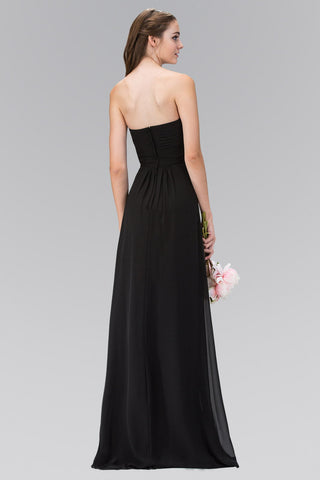 Strapless Sweetheart Chiffon Long Dress with Ruched Bodice-1