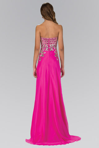 Strapless Sweetheart Chiffon Floor Length Dress with Bead Embellished Bodice-4