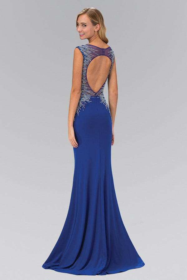 Sleeveless Floor Length Dress with Open Back and Beaded accent-1