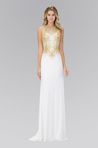 Floor Length Dress with Lace Embroidered Back and Bodice-1