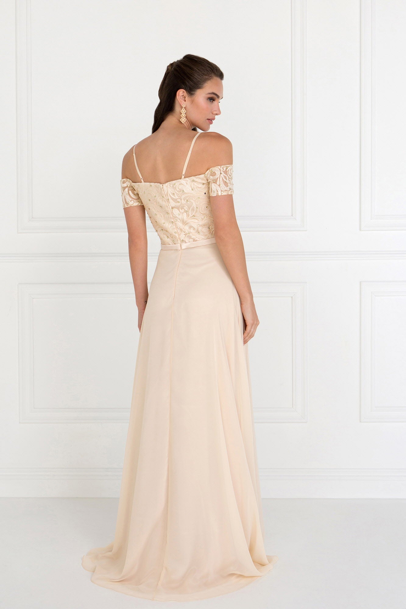 Chiffon Straight Across A-Line Long Dress-1