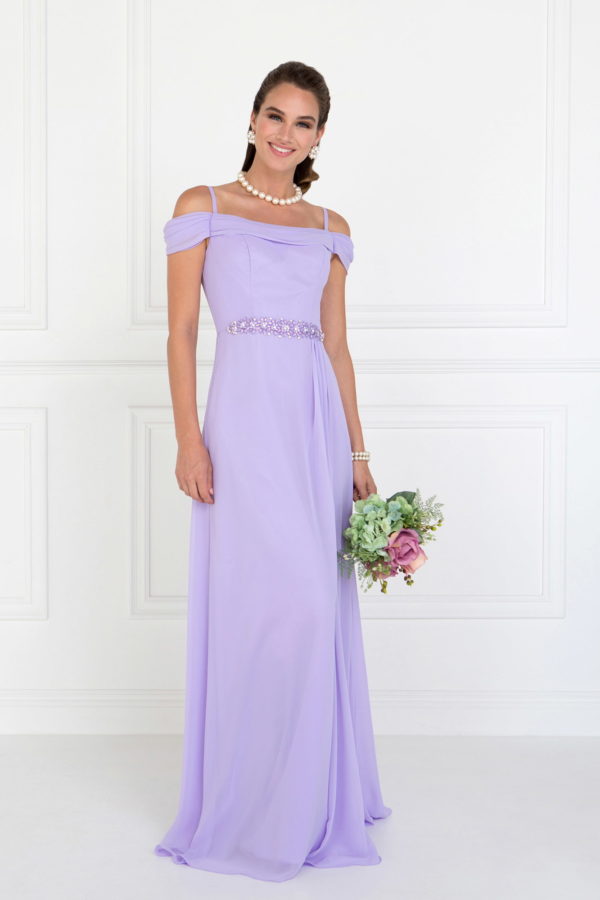 Chiffon Ruched A-Line Long Dress-1