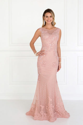 Mesh Mermaid Long Dress with Beads and Jewels Embellished-4