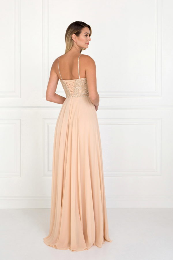 Chiffon Sweetheart A-Ling Long Dress with Jewels Embellished-3