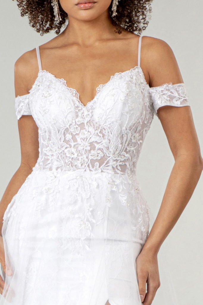 Sweethearted Embroidered Spaghetti Strap Wedding Gown w/ Lace Lining-2