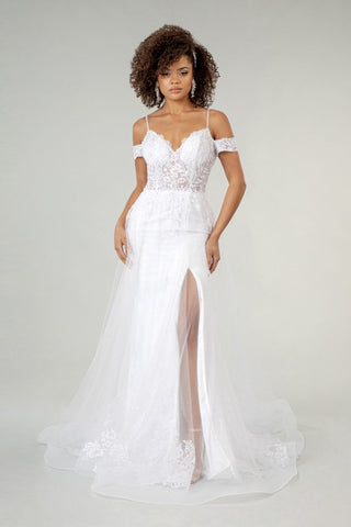 Sweethearted Embroidered Spaghetti Strap Wedding Gown w/ Lace Lining-4