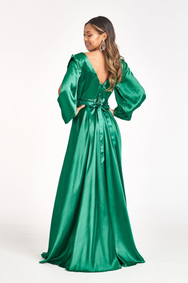 Tantalizing V-neckline A-line Slit Maxi Dress from Elizabeth K-3