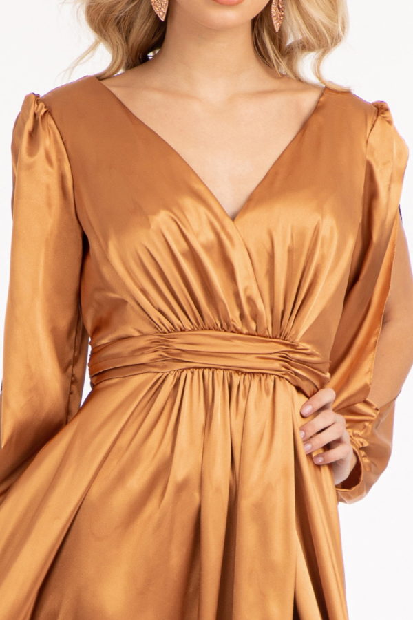 Tantalizing V-neckline A-line Slit Maxi Dress from Elizabeth K-2