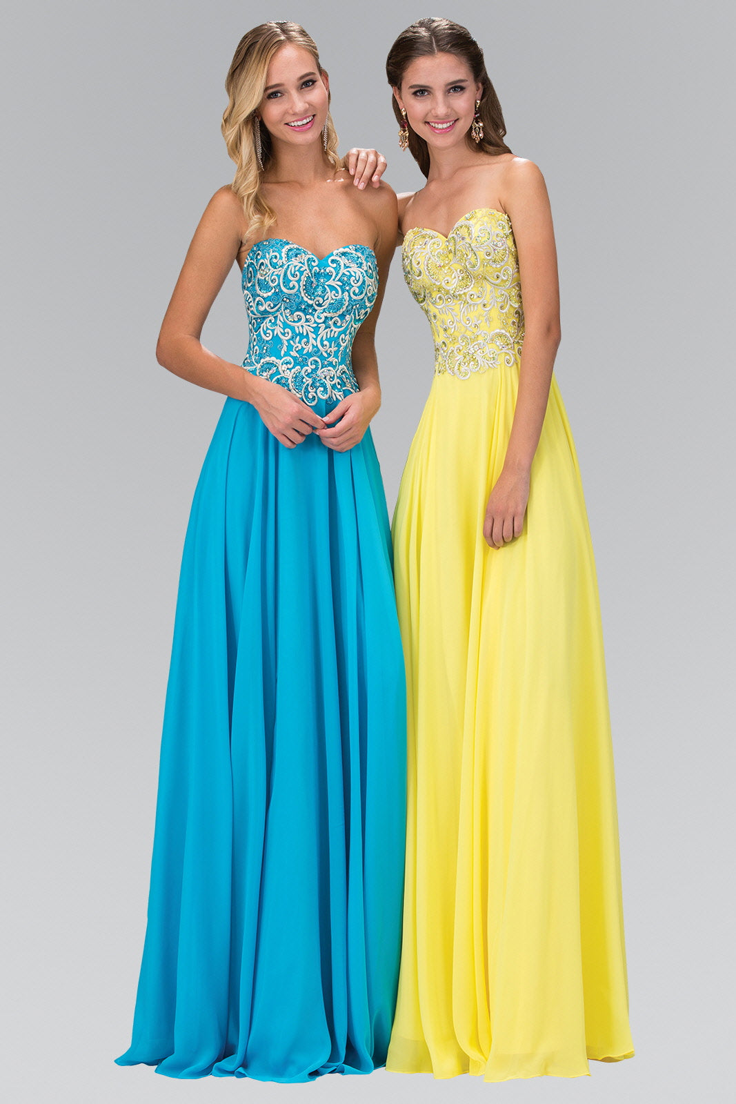 Sleeveless Sweetheart Chiffon Long Dress with Embroidered Detailing-0