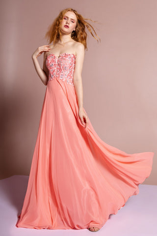 Strapless Chiffon Long Dress with Sweetheart Neckline-3