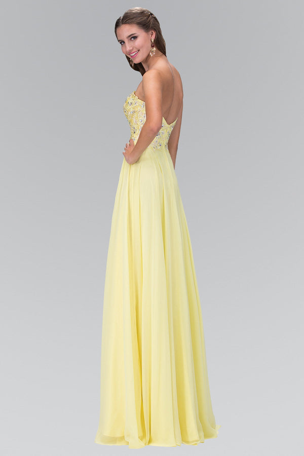 Strapless Chiffon Long Dress with Sweetheart Neckline-1