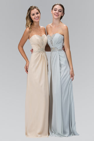 Strapless Sweetheart Long Dress with Pleated Bodice-3