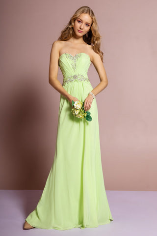 Strapless Sweetheart Long Dress with Pleated Bodice-0