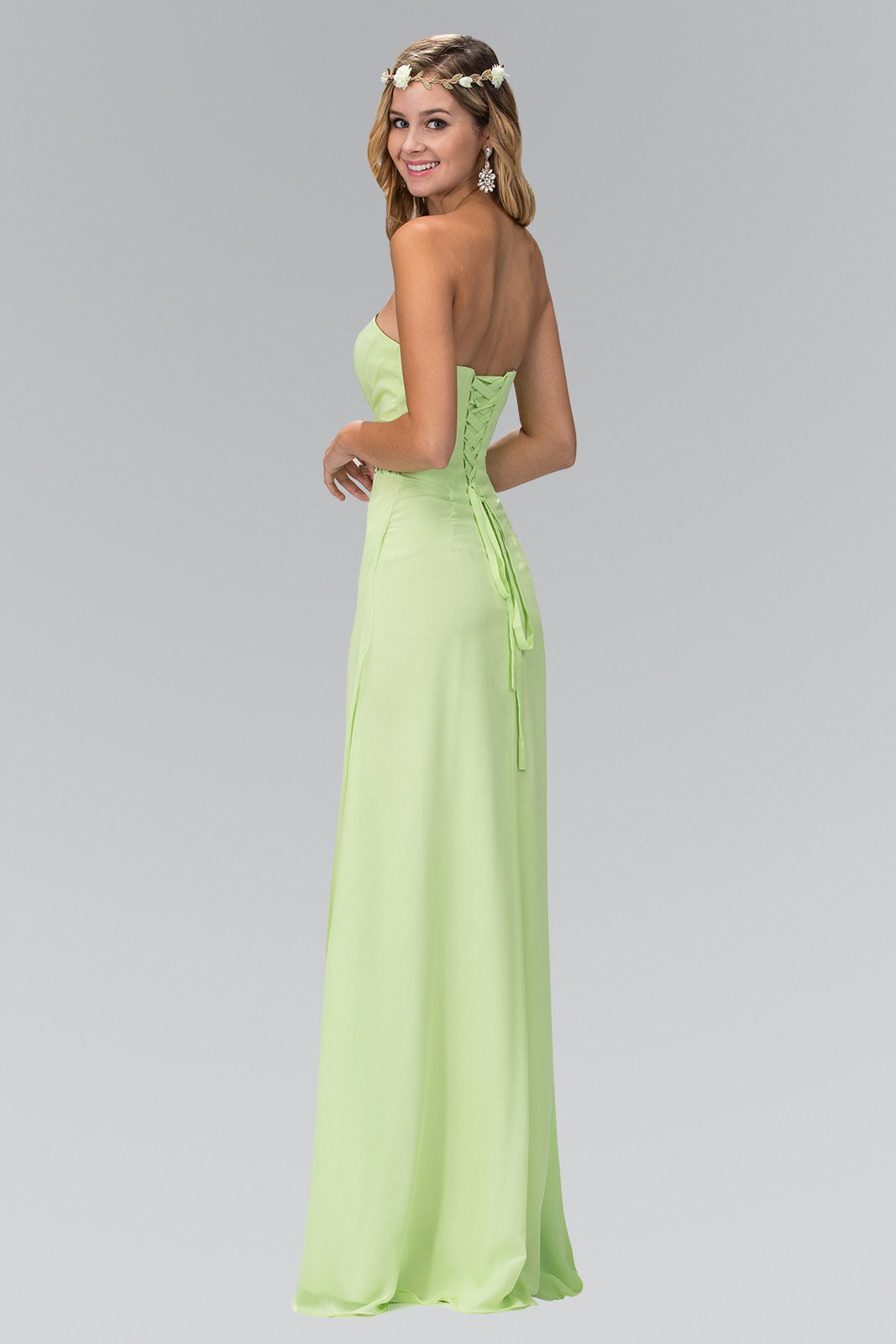 Strapless Sweetheart Long Dress with Pleated Bodice-1