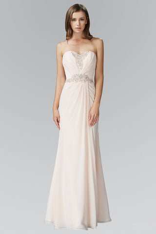 Strapless Sweetheart Long Dress with Pleated Bodice-5