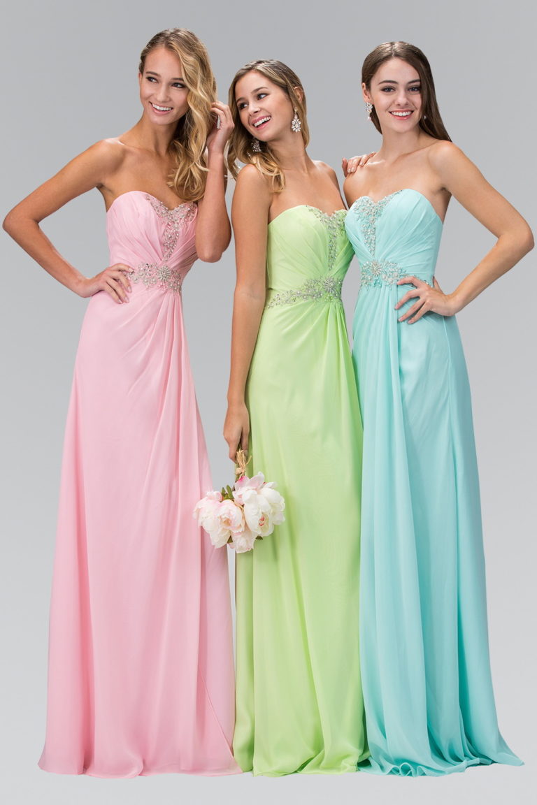 Strapless Sweetheart Long Dress with Pleated Bodice-6