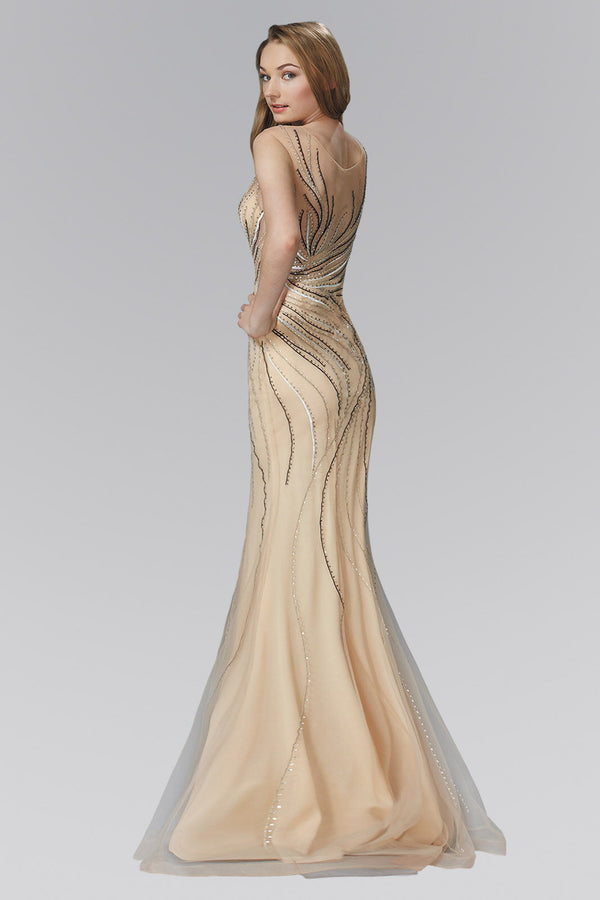 Floor Length Dress with Rhinestone Detailing-1