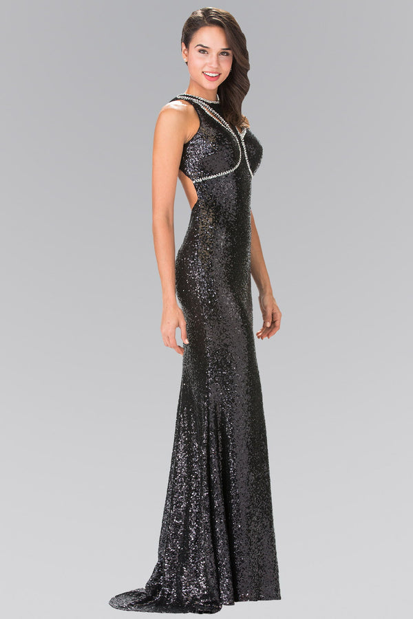 Jewel Embellished Sequin Long Dress-4