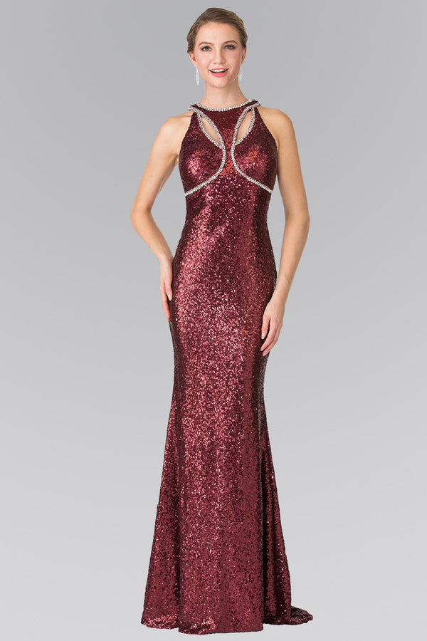 Jewel Embellished Sequin Long Dress-5