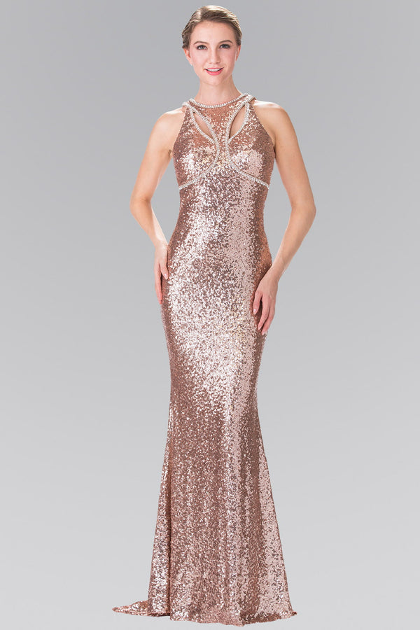 Jewel Embellished Sequin Long Dress-7