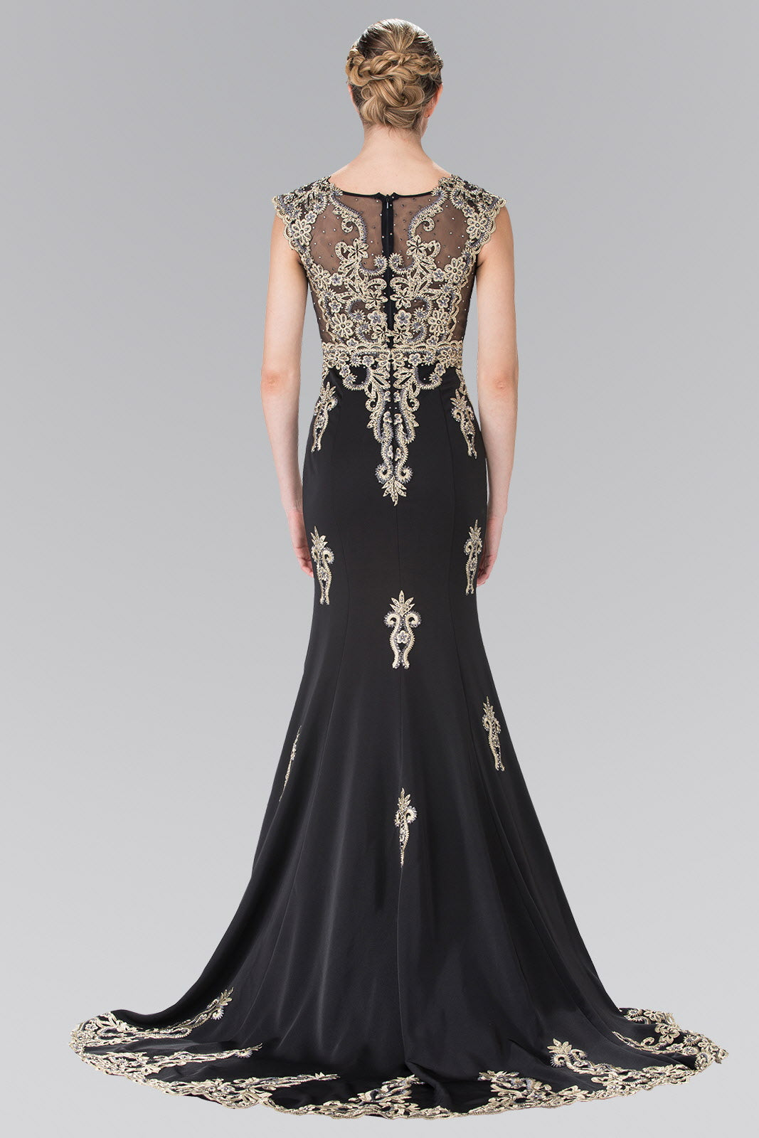 Beads Embellished Embroidery Jersey Long Dress-4