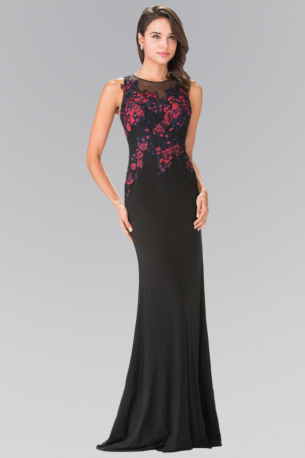 Beads Embellished Embroidery Jersey Long Dress with Cut-Out Back-4