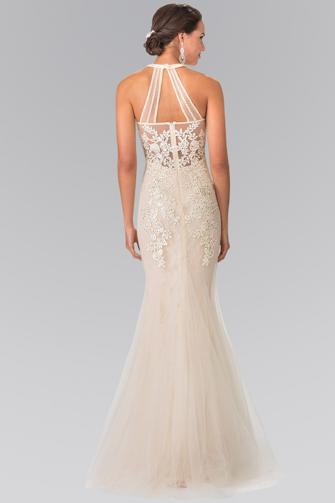 Beaded Lace and Tulle Long Dress-1