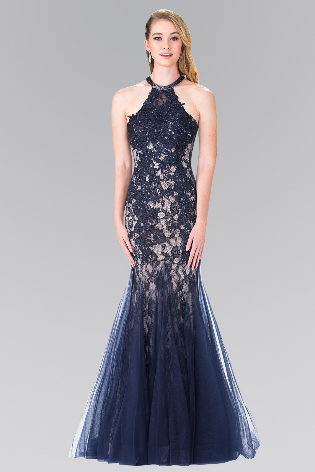 Beaded Lace and Tulle Long Dress-2