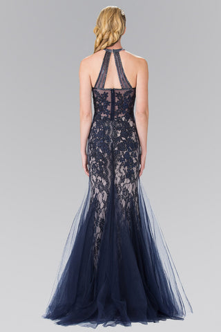 Beaded Lace and Tulle Long Dress-3