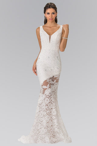 Illusion Cut-Out Lace Long Dress-0