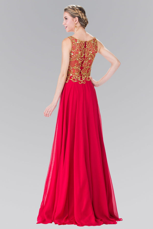 Beads Embellished Bodice Floor Length Chiffon Prom Dress-1