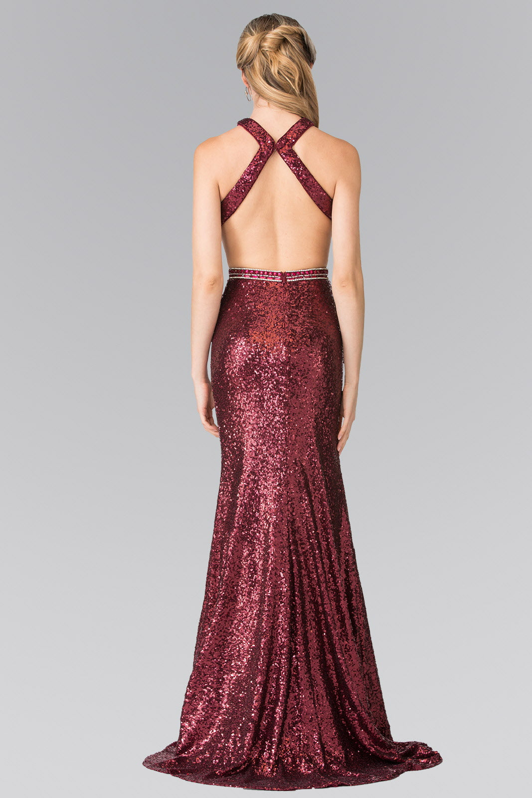 Full Sequin Long Dress with Side Slit-4