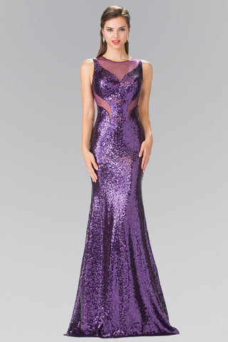 Side Sheer Cut Sequin Long Dress-6