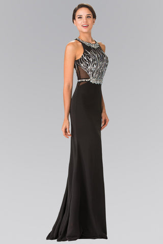 Beads Embellished Long Dress with Sheer Sides-4