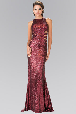 Sleeveless Sequin Long Dress with Side Cut-Out-4