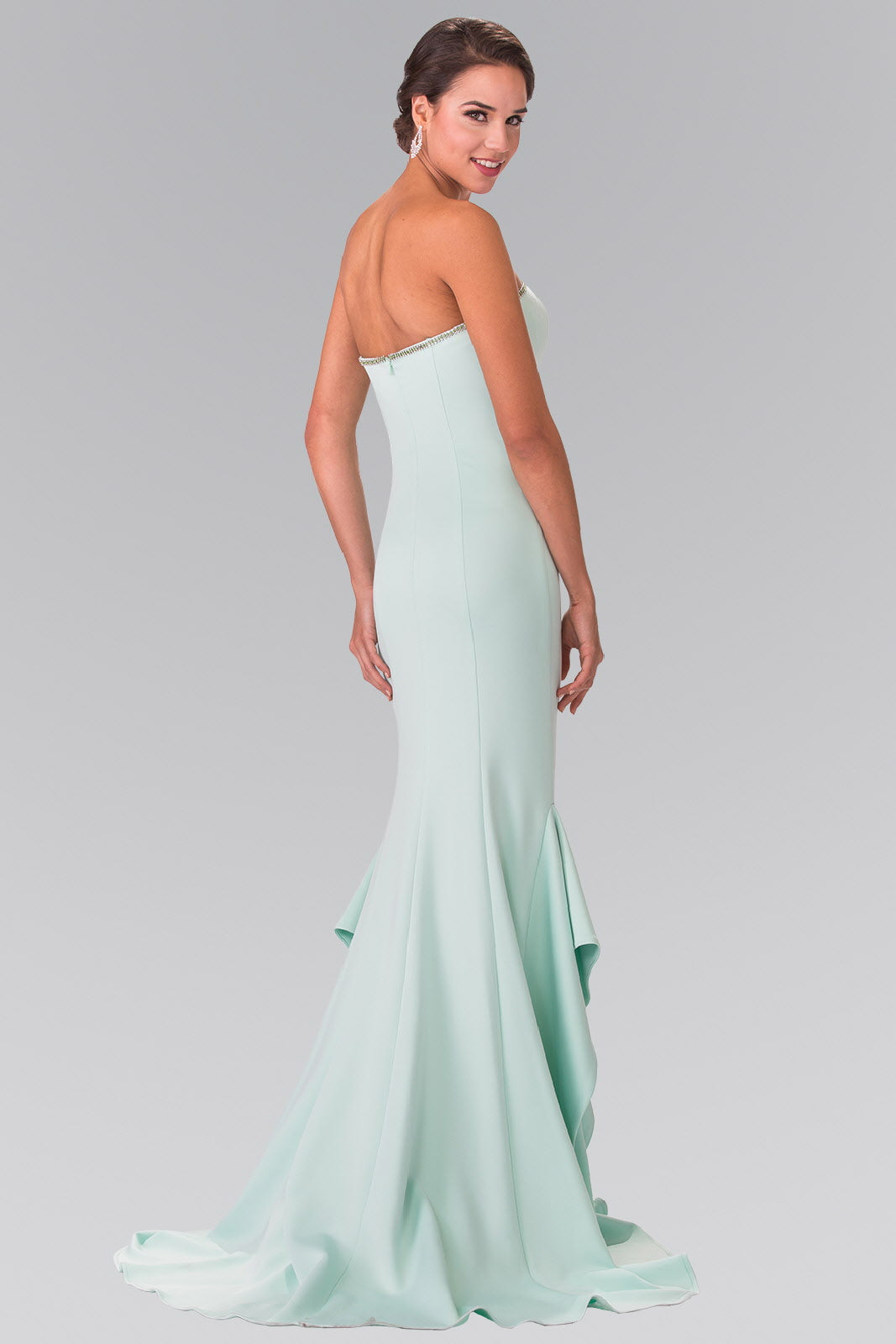 Strapless Long Dress with Beading Along The Top of The Bodice-1