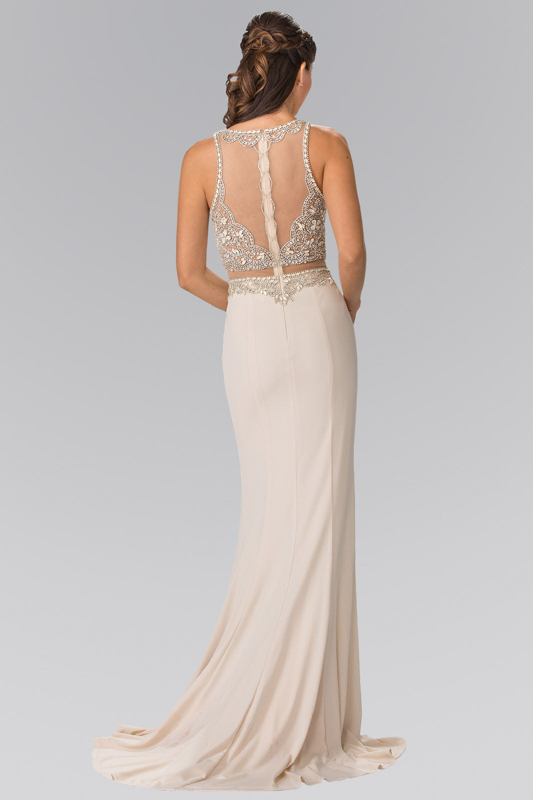 Mock Two-Piece Long Dress with Beaded Top-1