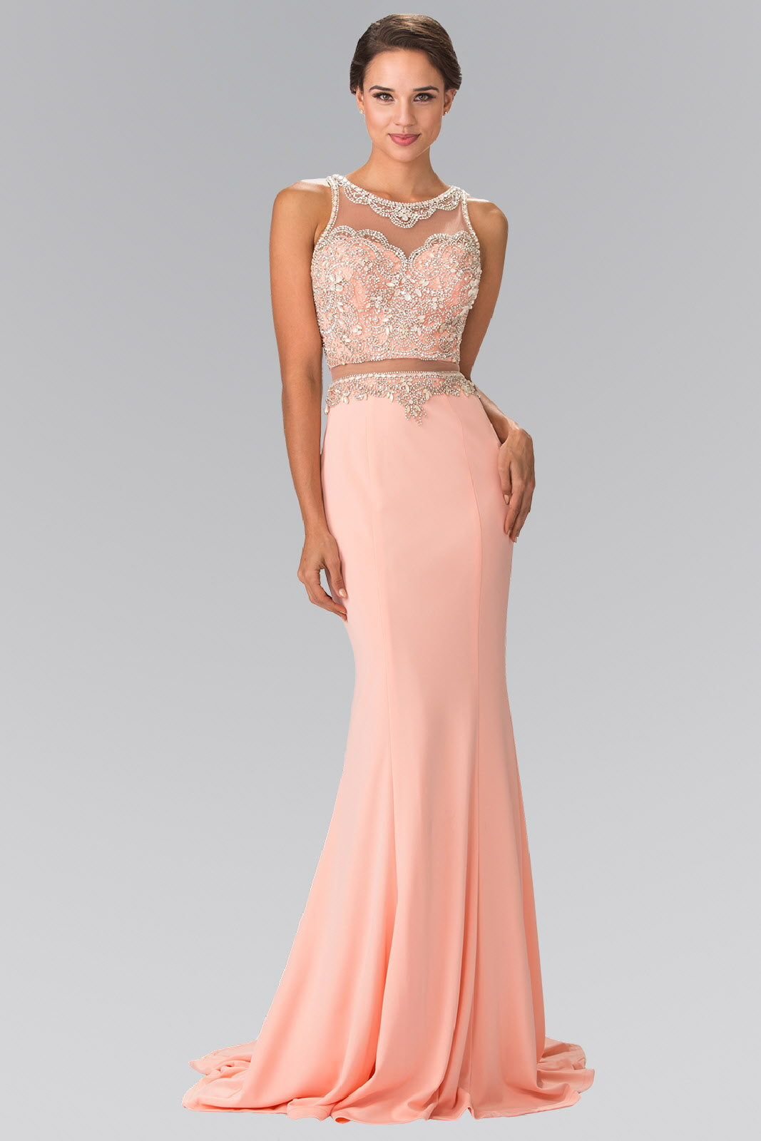 Mock Two-Piece Long Dress with Beaded Top-4