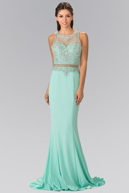 Mock Two-Piece Long Dress with Beaded Top-5