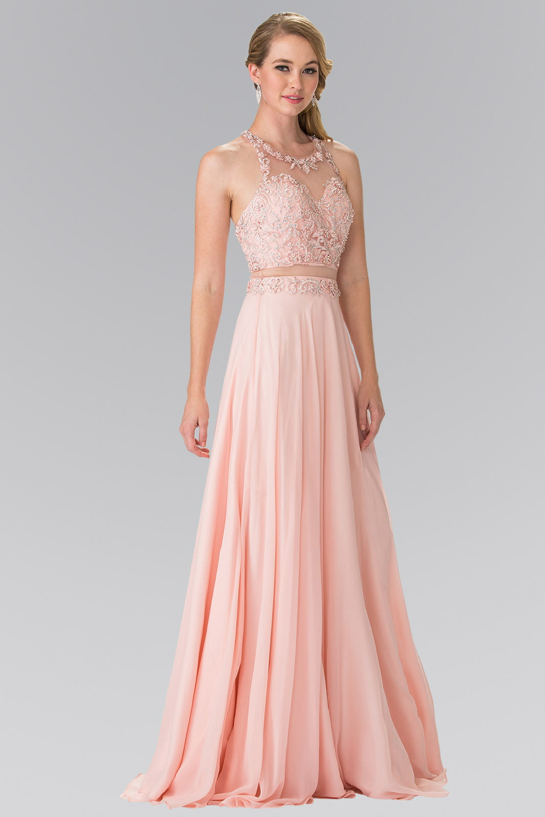 Mock Two-Piece Dress with Beaded Top and Open Back-3