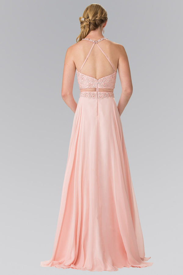 Mock Two-Piece Dress with Beaded Top and Open Back-4