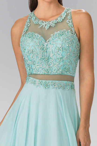 Mock Two-Piece Dress with Beaded Top and Open Back-2