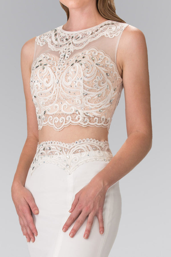 Two-Piece Prom Dress with Embellished Lace Top-2