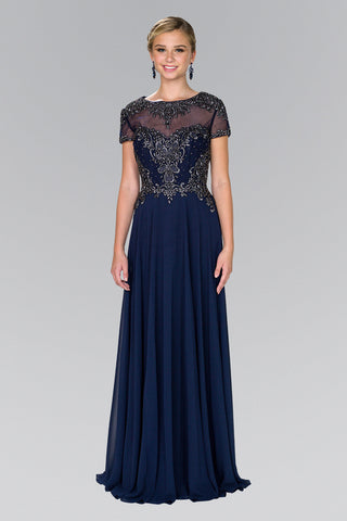 Chiffon A-Line Long Dress with Embroidery and Beads-2