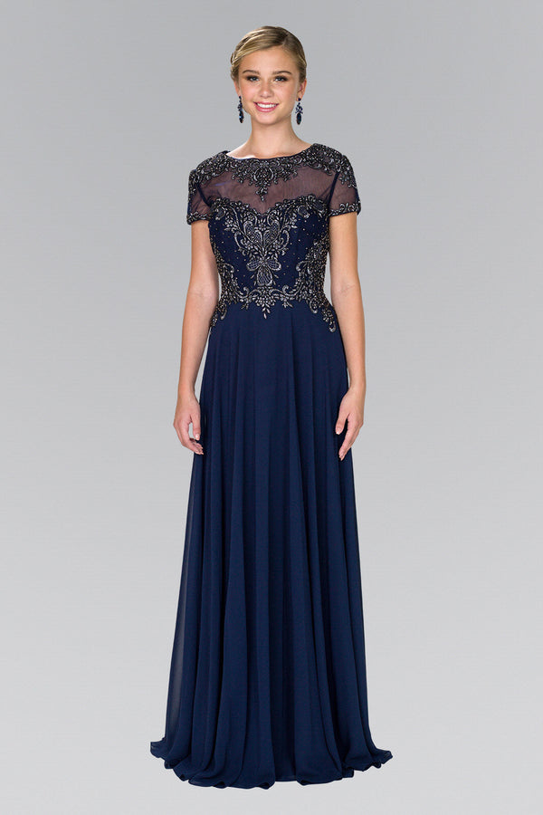 Chiffon A-Line Long Dress with Embroidery and Beads-2