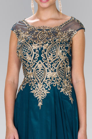 Embroidered Bodice Chiffon Long Dress-1