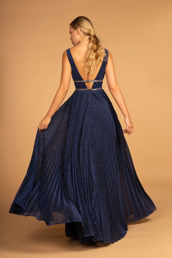 Metallic Jewel V-Back Long Dress-3